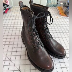 Frye Women’s Dark Brown Leather Lace-Up Boots size 8.5